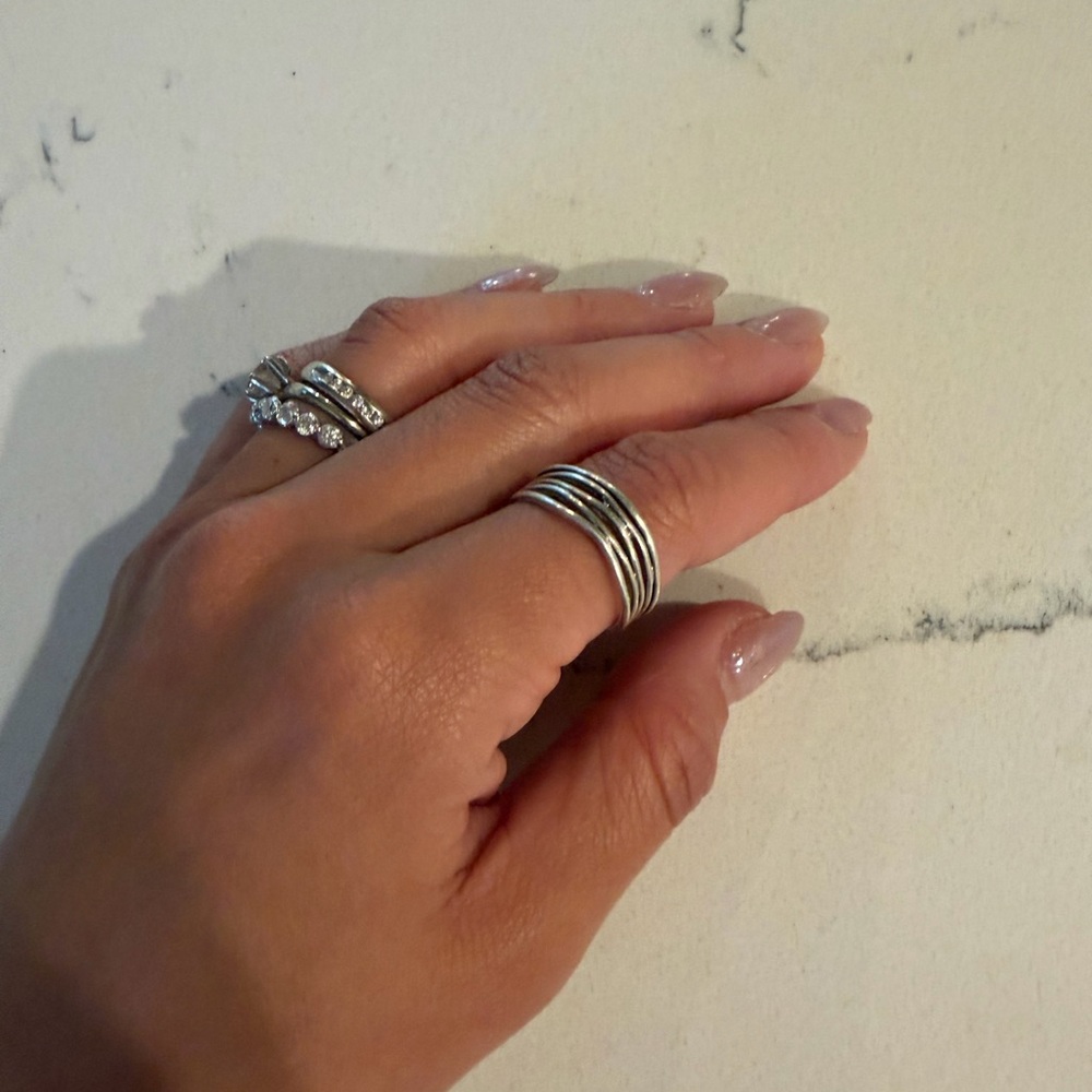 Sterling Silver Multi-Band Stackable Ring - Silver - image 4